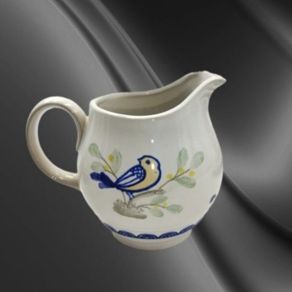 Franciscan Stoneware California Love Bird Yellow Bird Gray Blue Small Creamer - Picture 2 of 3